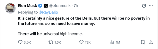 马斯克:AI将创造“全民高收入” 存钱将变得不再必要<strong></p>
<p>比特币行情k线图</strong>!